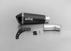 HYPERCONE, slip on (muffler with connecting tube), stainless steel black , 65 mm