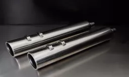 CUSTOM exhaust Slash cut muffler Harley Davidson Touring Ø 102 mm (4''), with ECS-system, chrome, EG/ABE/EEC